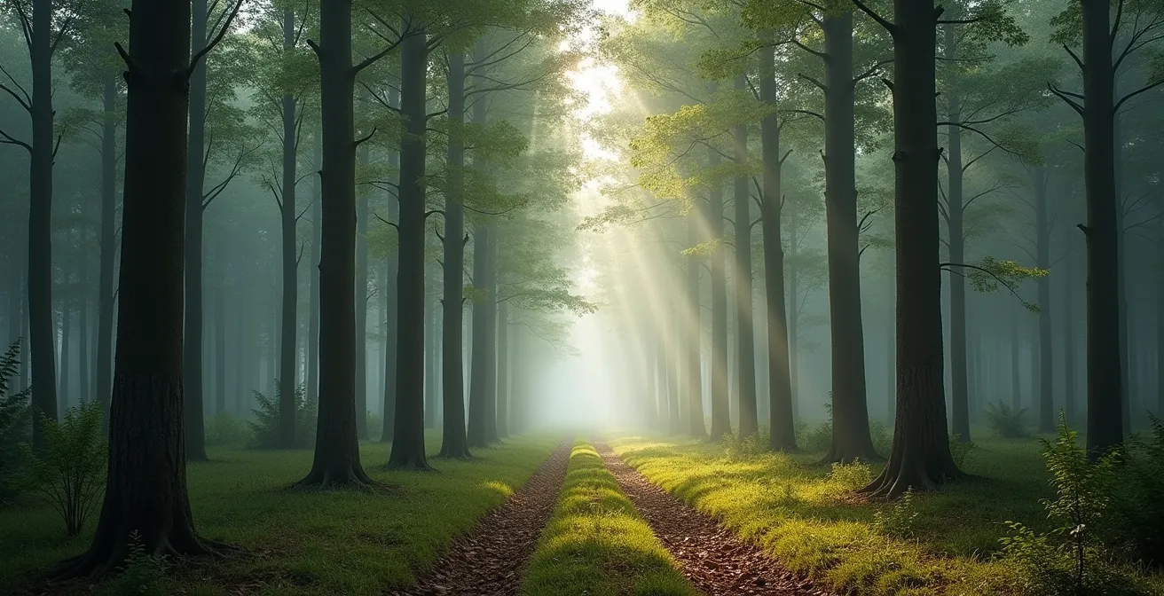 Sonnendurchfluteter deutscher Buchenwald mit nachhaltiger Forstwirtschaft