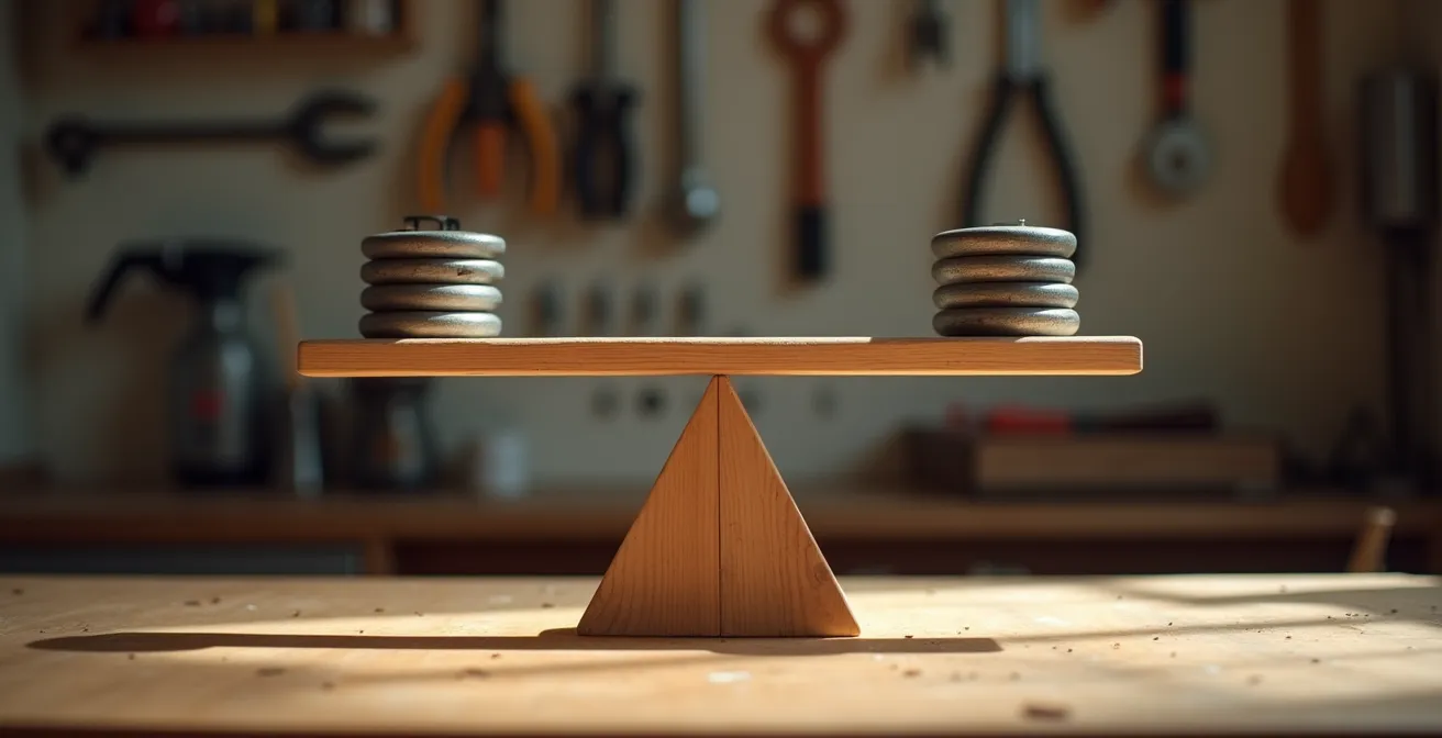 Visualisierung der Hebelwirkung wenn ein Kind auf einer Schublade klettert