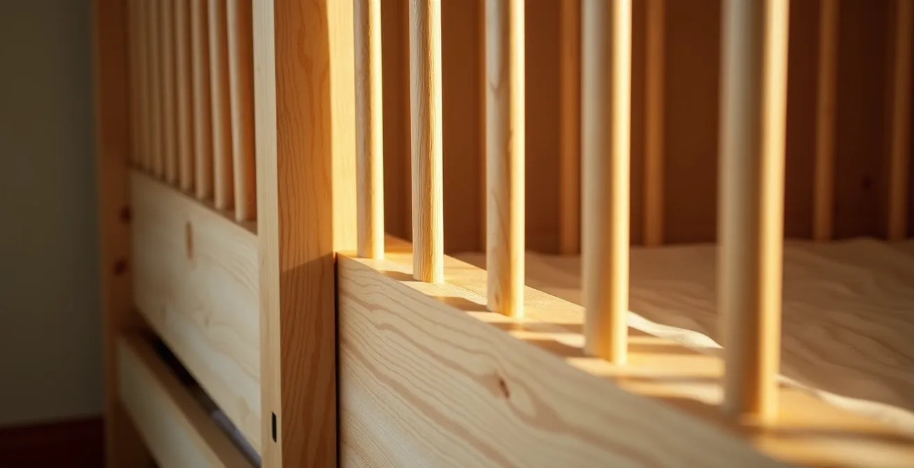 Höhenverstellbarer Lattenrost in drei Positionen im Gitterbett