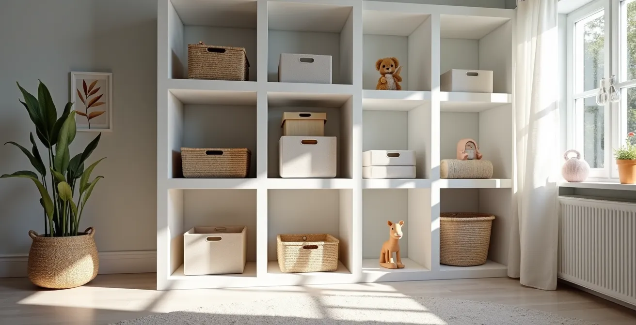 Verschiedene Aufbewahrungskörbe passgenau in KALLAX und TROFAST Regalsystemen