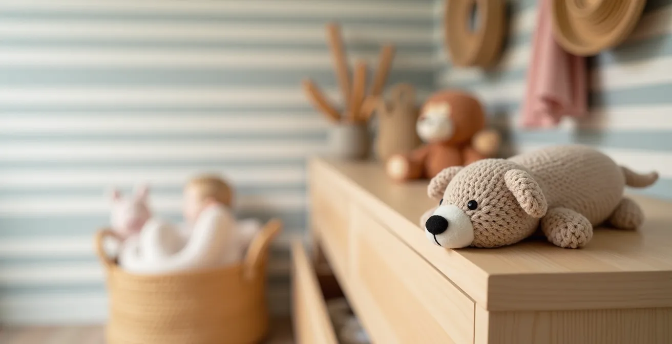 Schmales Kinderzimmer mit optischer Vergrößerung durch clevere Gestaltung und horizontale Linien.